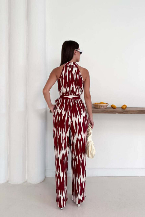 SIMPLE SLEEVELESS WOMEN JUMPSUIT BURGUNDY/VISHNJE - 3