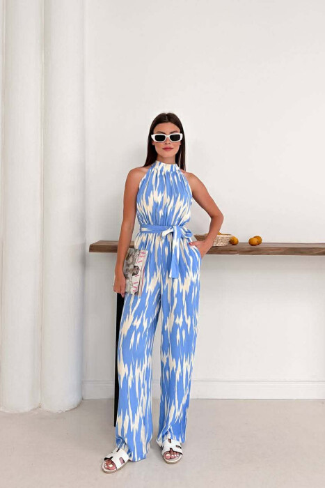 SIMPLE SLEEVELESS WOMEN JUMPSUIT LIGHTBLUE/BZ - 1