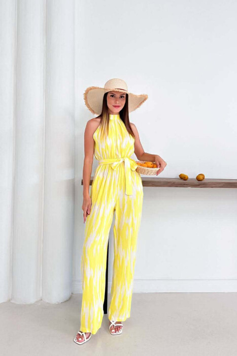 SIMPLE SLEEVELESS WOMEN JUMPSUIT YELLOW/E VERDHE - 