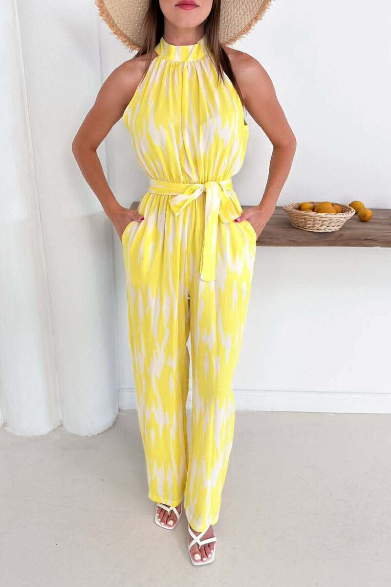 SIMPLE SLEEVELESS WOMEN JUMPSUIT YELLOW/E VERDHE - 3