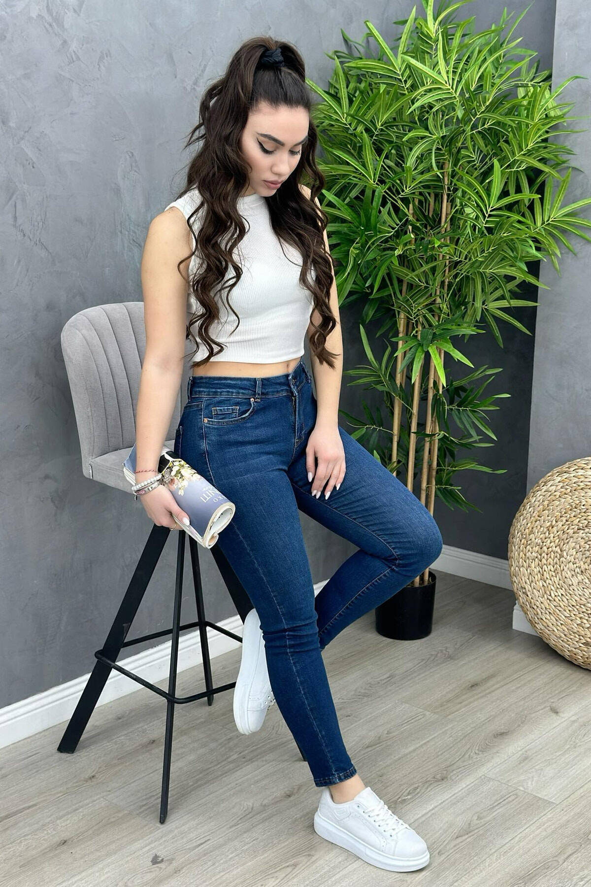 SIMPLE SLIM WOMAN JEANS BLUE/BLU JEANS KLAUDIO FASHION STC-4616