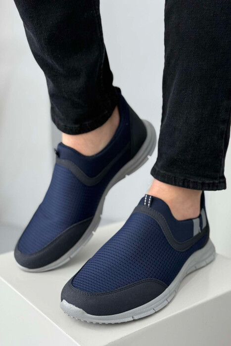 SIMPLE SLIP ON LIGHT MEN SNEAKERS BLUE/BLU - 4