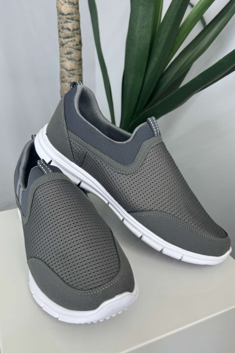 SIMPLE SLIP ON LIGHT MEN SNEAKERS DARK GREY/GEE - 1