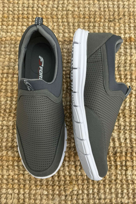 SIMPLE SLIP ON LIGHT MEN SNEAKERS DARK GREY/GEE - 2