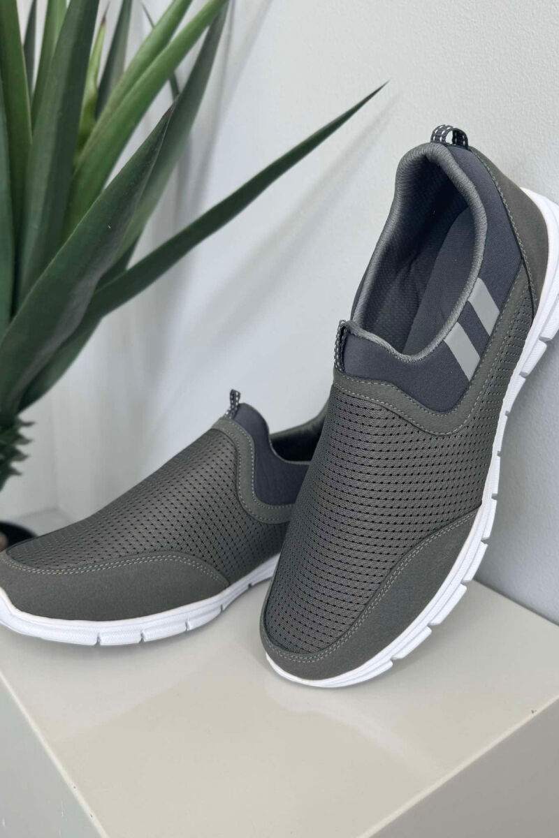 SIMPLE SLIP ON LIGHT MEN SNEAKERS DARK GREY/GEE - 4