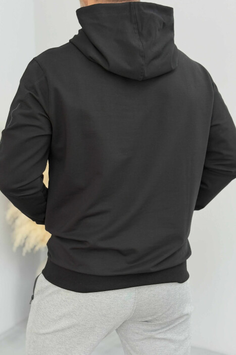 SIMPLE SMALL FRONT LOGO MEN HOODIE BLACK/ E ZEZE - 2