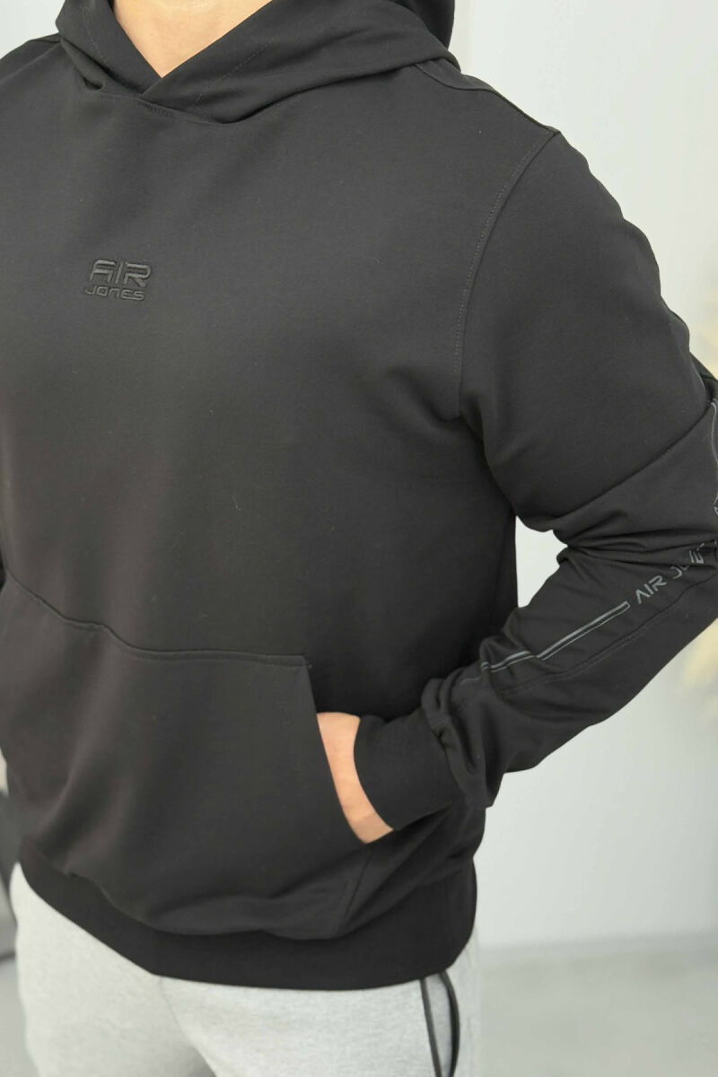 SIMPLE SMALL FRONT LOGO MEN HOODIE BLACK/ E ZEZE - 3