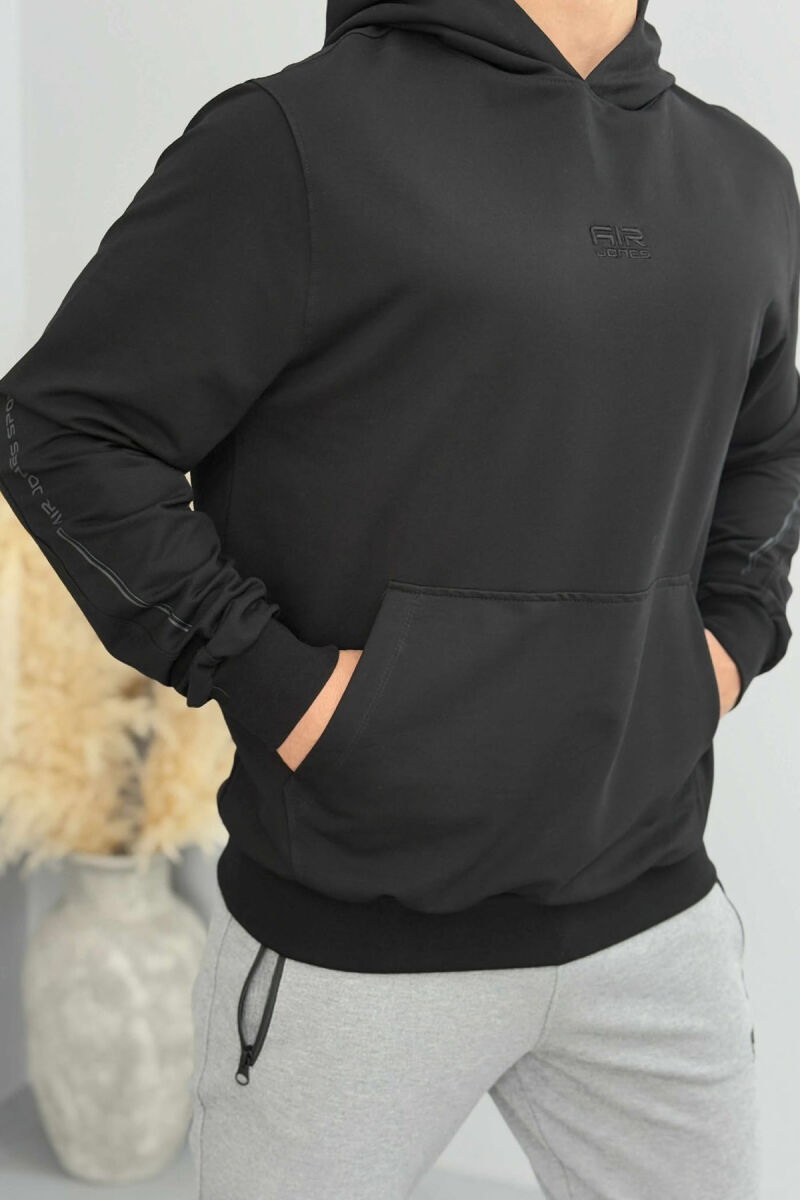 SIMPLE SMALL FRONT LOGO MEN HOODIE BLACK/ E ZEZE - 4