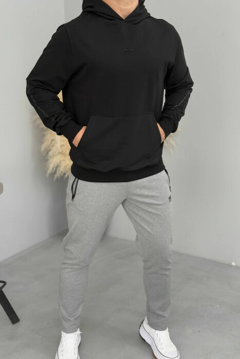 SIMPLE SMALL FRONT LOGO MEN HOODIE BLACK/ E ZEZE 