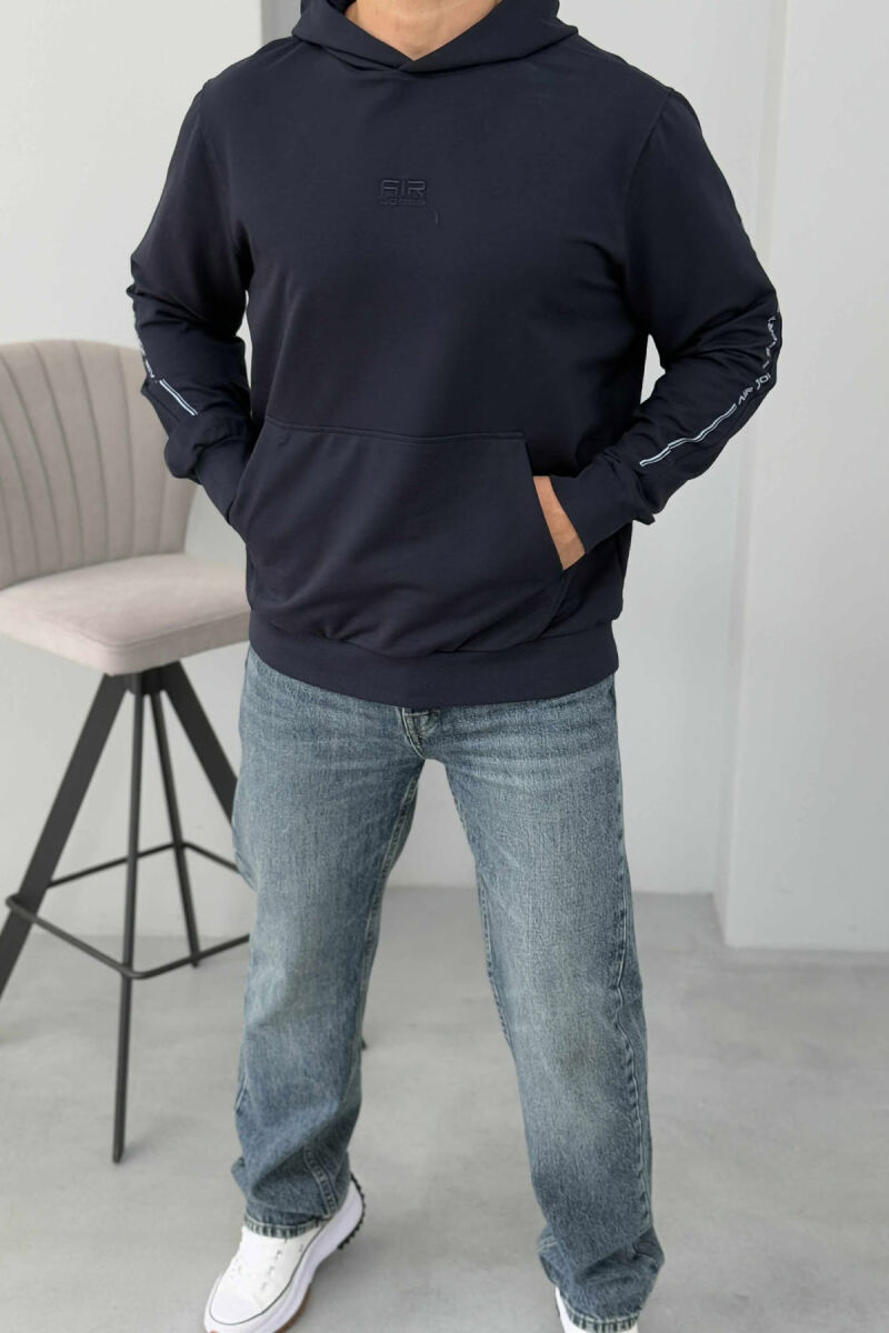 SIMPLE SMALL FRONT LOGO MEN HOODIE BLUE/BLU - 1