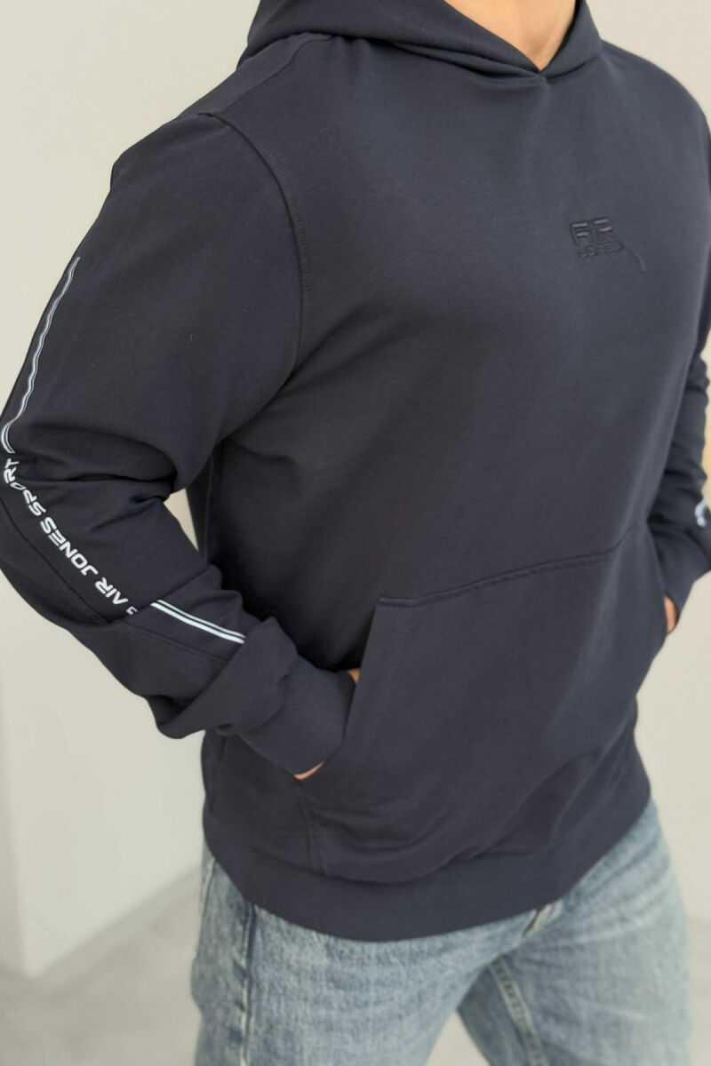 SIMPLE SMALL FRONT LOGO MEN HOODIE BLUE/BLU - 3