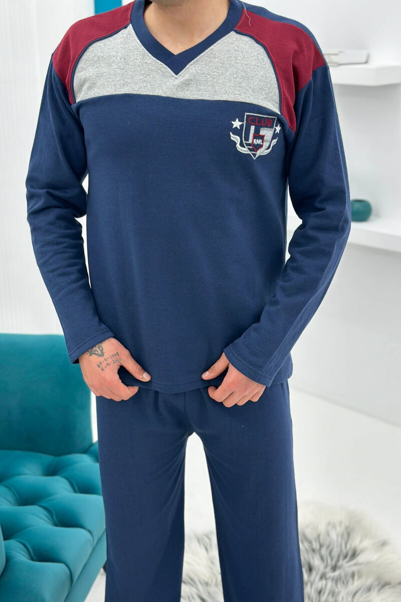 SIMPLE SMALL LOGO SWEATSHIRT+SWEATPANTS MEN PYJAMAS BLUE/BLU - 2
