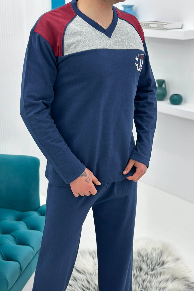 SIMPLE SMALL LOGO SWEATSHIRT+SWEATPANTS MEN PYJAMAS BLUE/BLU - 4