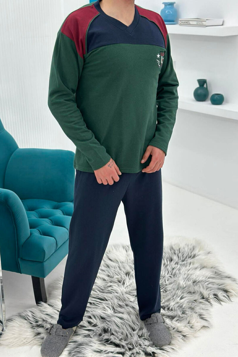 SIMPLE SMALL LOGO SWEATSHIRT+SWEATPANTS MEN PYJAMAS GREEN/JESHILE - 2