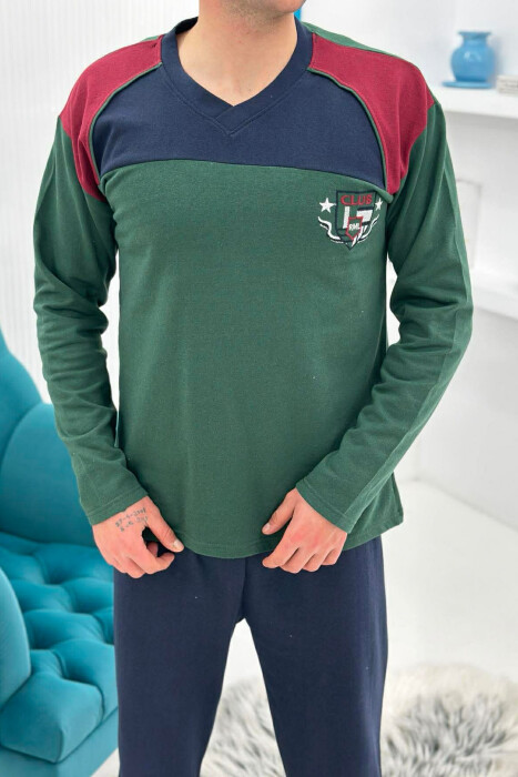 SIMPLE SMALL LOGO SWEATSHIRT+SWEATPANTS MEN PYJAMAS GREEN/JESHILE - 3