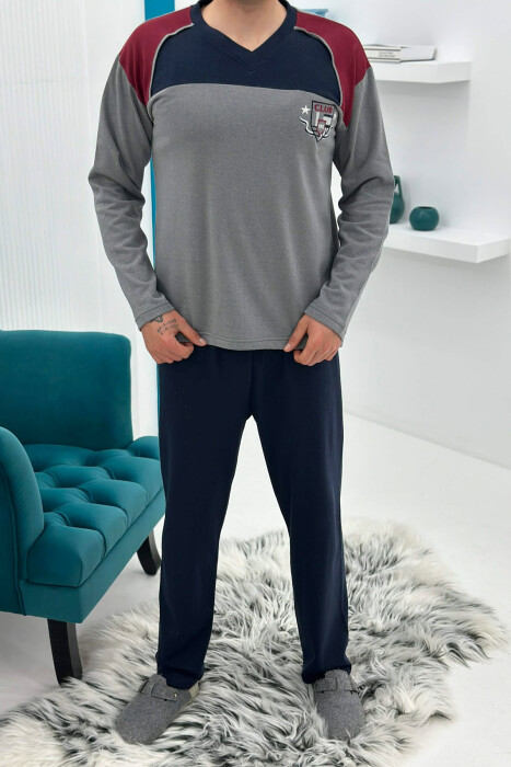 SIMPLE SMALL LOGO SWEATSHIRT+SWEATPANTS MEN PYJAMAS GREY-GREY/GG - 1