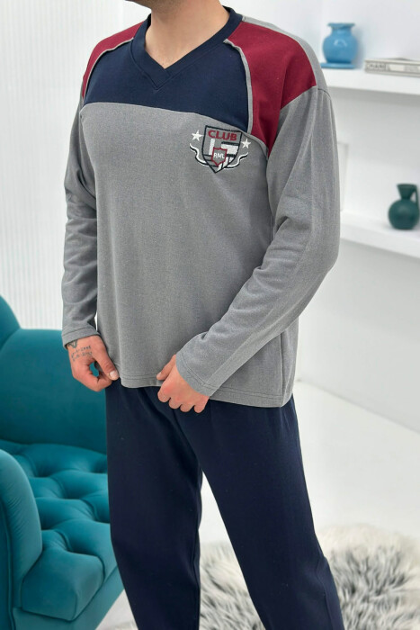 SIMPLE SMALL LOGO SWEATSHIRT+SWEATPANTS MEN PYJAMAS GREY-GREY/GG - 4