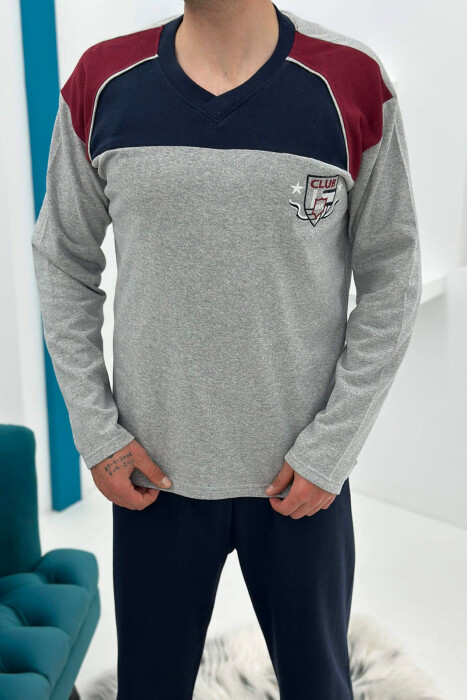 SIMPLE SMALL LOGO SWEATSHIRT+SWEATPANTS MEN PYJAMAS GREY/GRI - 2