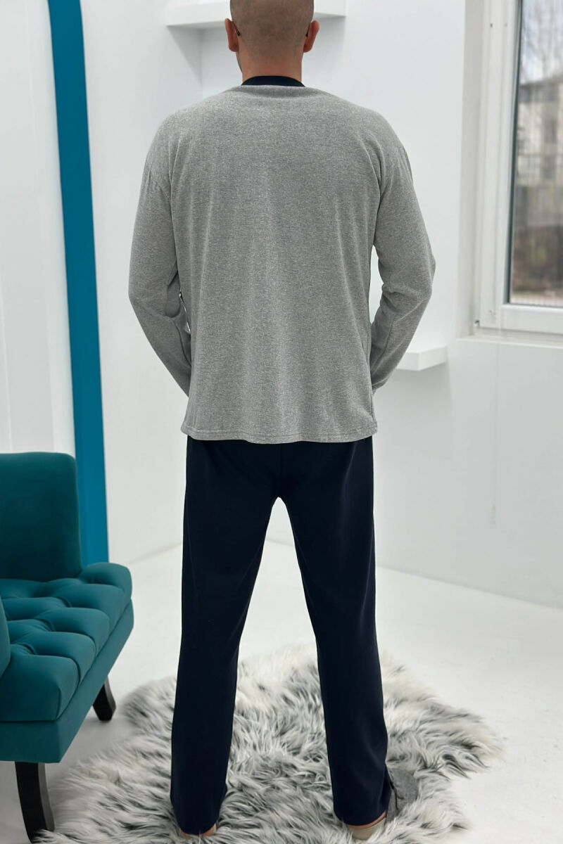 SIMPLE SMALL LOGO SWEATSHIRT+SWEATPANTS MEN PYJAMAS GREY/GRI - 3