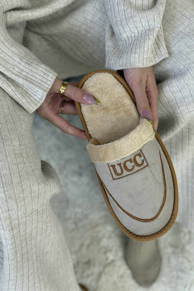 SIMPLE SMALL LOGO WOMEN SLIPPERS BEIGE/BEZHE - 4