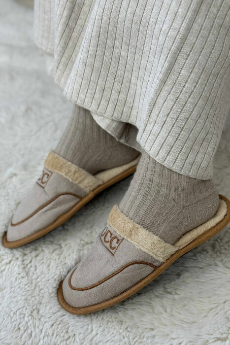 SIMPLE SMALL LOGO WOMEN SLIPPERS BEIGE/BEZHE - 2