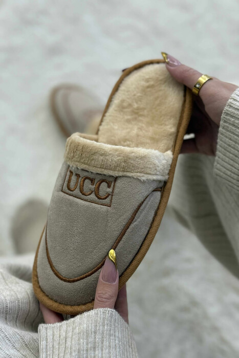 SIMPLE SMALL LOGO WOMEN SLIPPERS BEIGE/BEZHE - 5