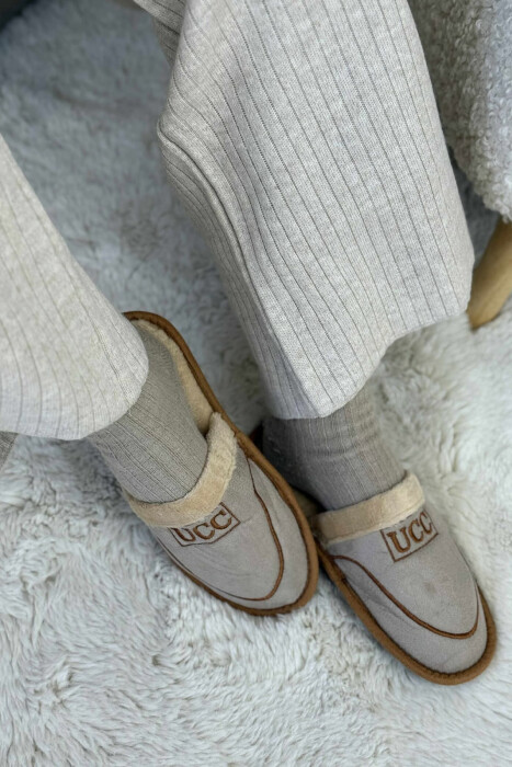 SIMPLE SMALL LOGO WOMEN SLIPPERS BEIGE/BEZHE - 3