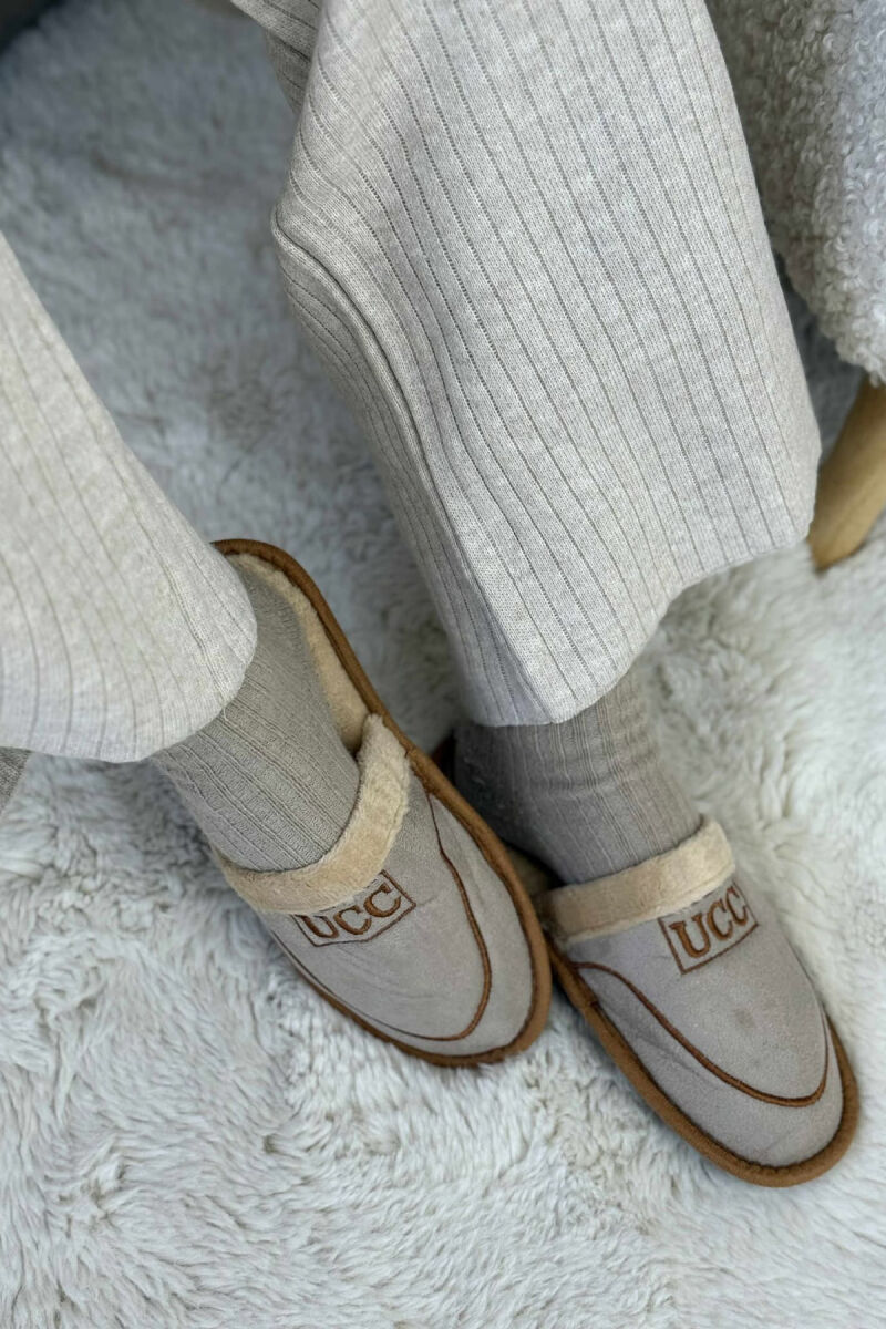 SIMPLE SMALL LOGO WOMEN SLIPPERS BEIGE/BEZHE - 3