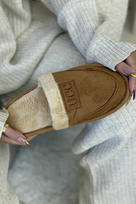 SIMPLE SMALL LOGO WOMEN SLIPPERS BROWN/KAFE - 5