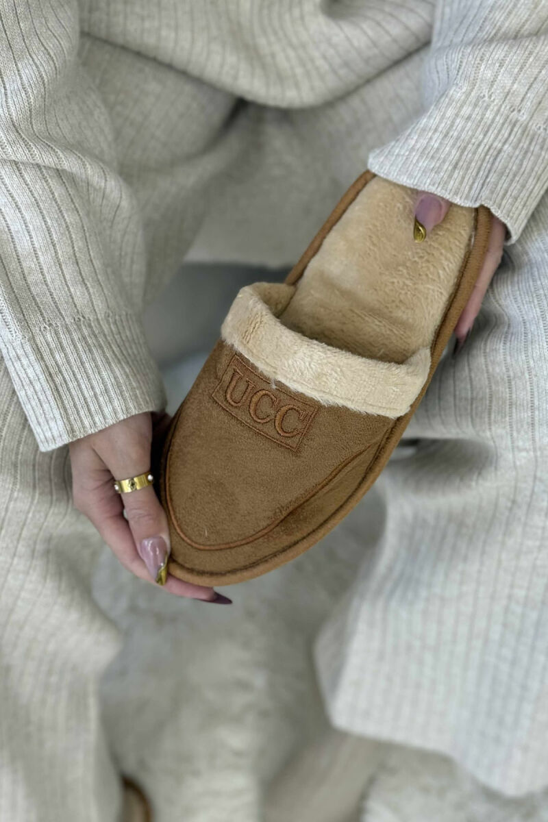 SIMPLE SMALL LOGO WOMEN SLIPPERS BROWN/KAFE - 4