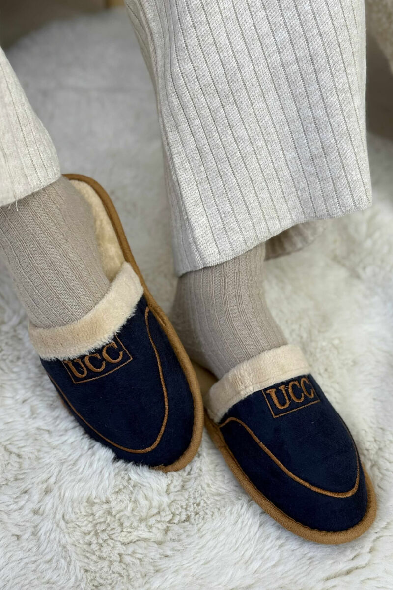 SIMPLE SMALL LOGO WOMEN SLIPPERS DARK BLUE/BEE - 2