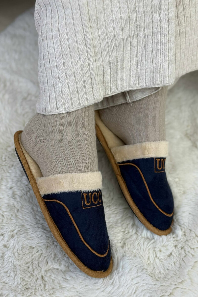 SIMPLE SMALL LOGO WOMEN SLIPPERS DARK BLUE/BEE - 3