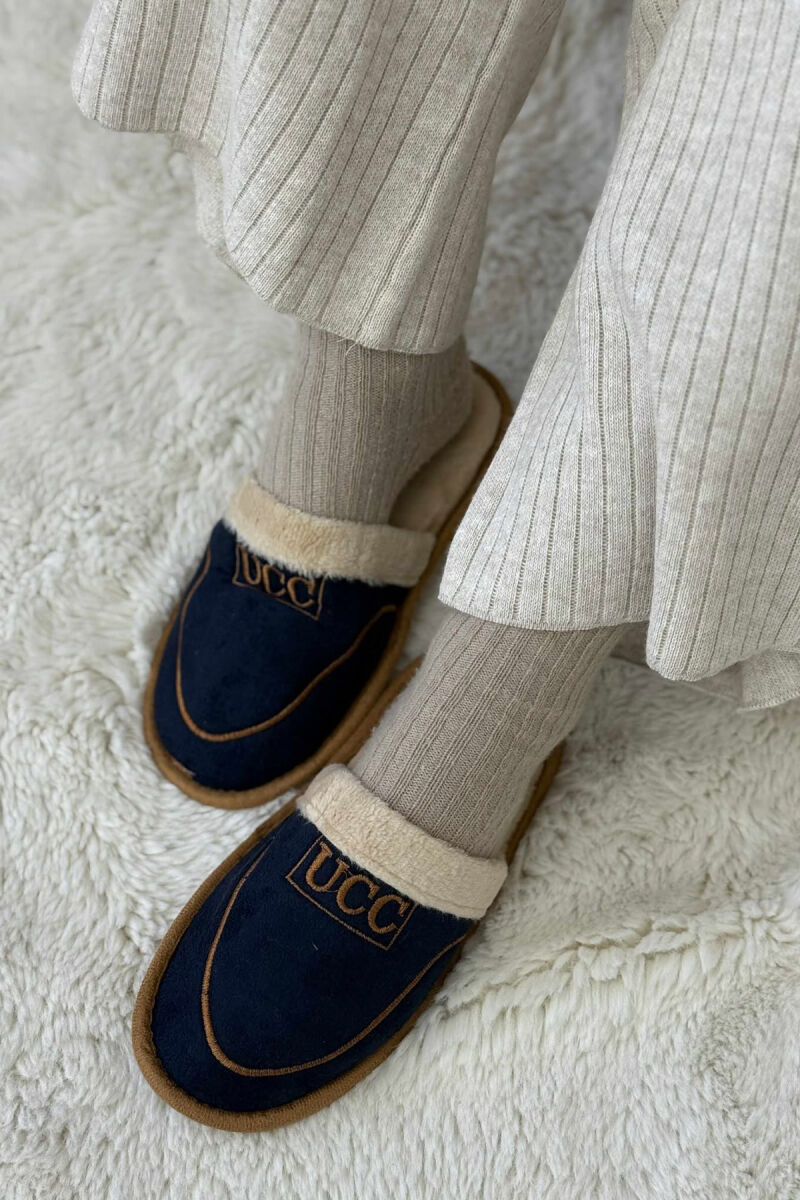 SIMPLE SMALL LOGO WOMEN SLIPPERS DARK BLUE/BEE - 1