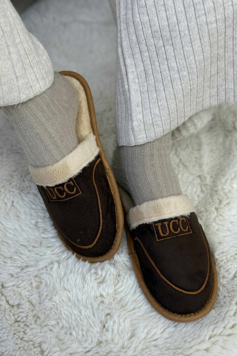 SIMPLE SMALL LOGO WOMEN SLIPPERS DARK BROWN/KAE - 2