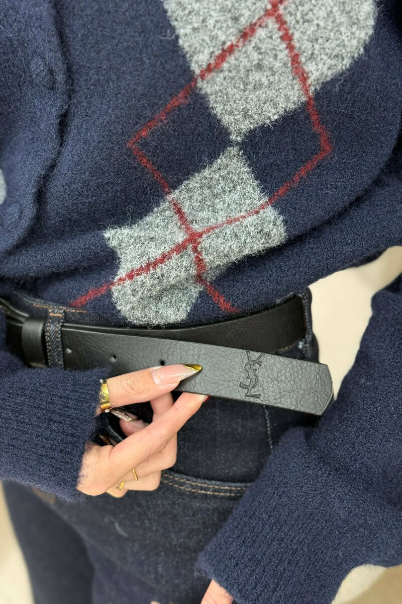 SIMPLE SQUARE BUCKLE WOMEN BELT BLACK+GOLD/ZEGO - 3