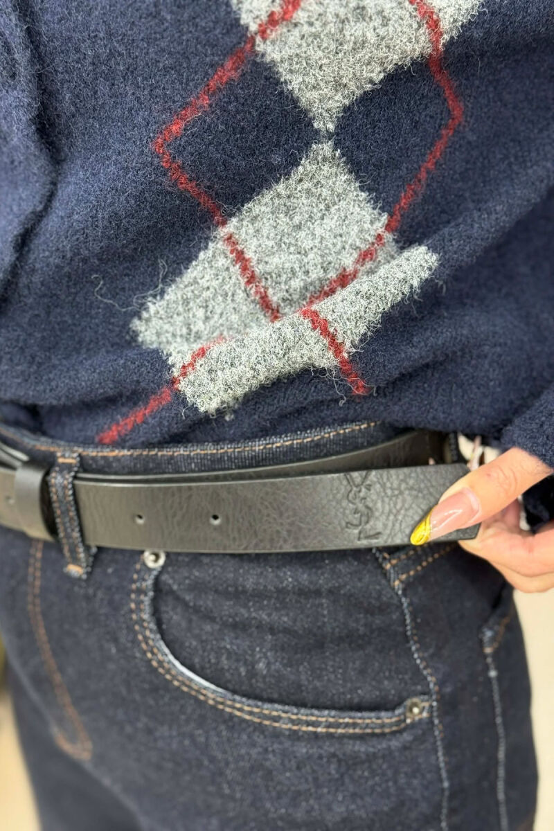 SIMPLE SQUARE BUCKLE WOMEN BELT BLACK+SILVER/ZEZE+ARGJEND - 3