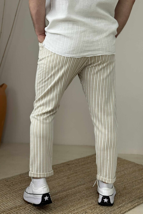 SIMPLE STRAPS MEN PANTS BEIGE/BEZHE - 4