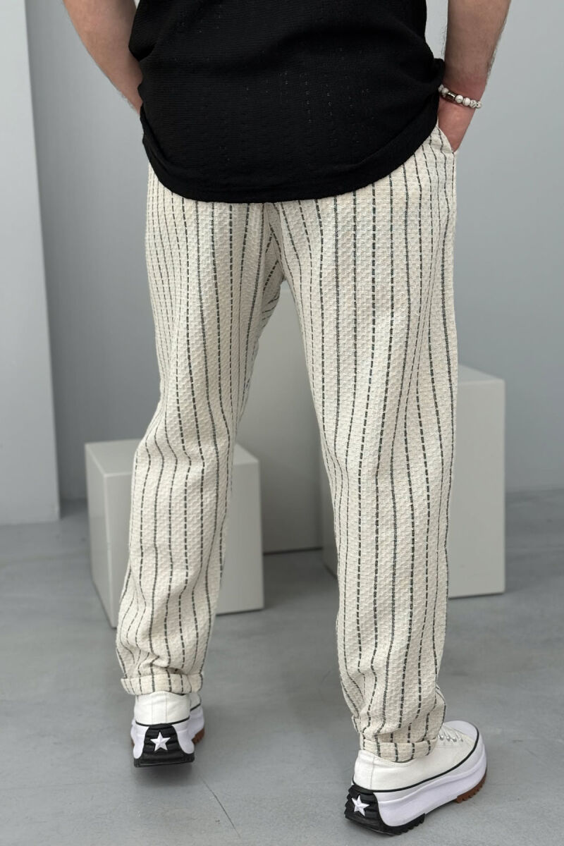 SIMPLE STRAPS MEN PANTS CREAM+BLACK/KREM+ZEZE - 3