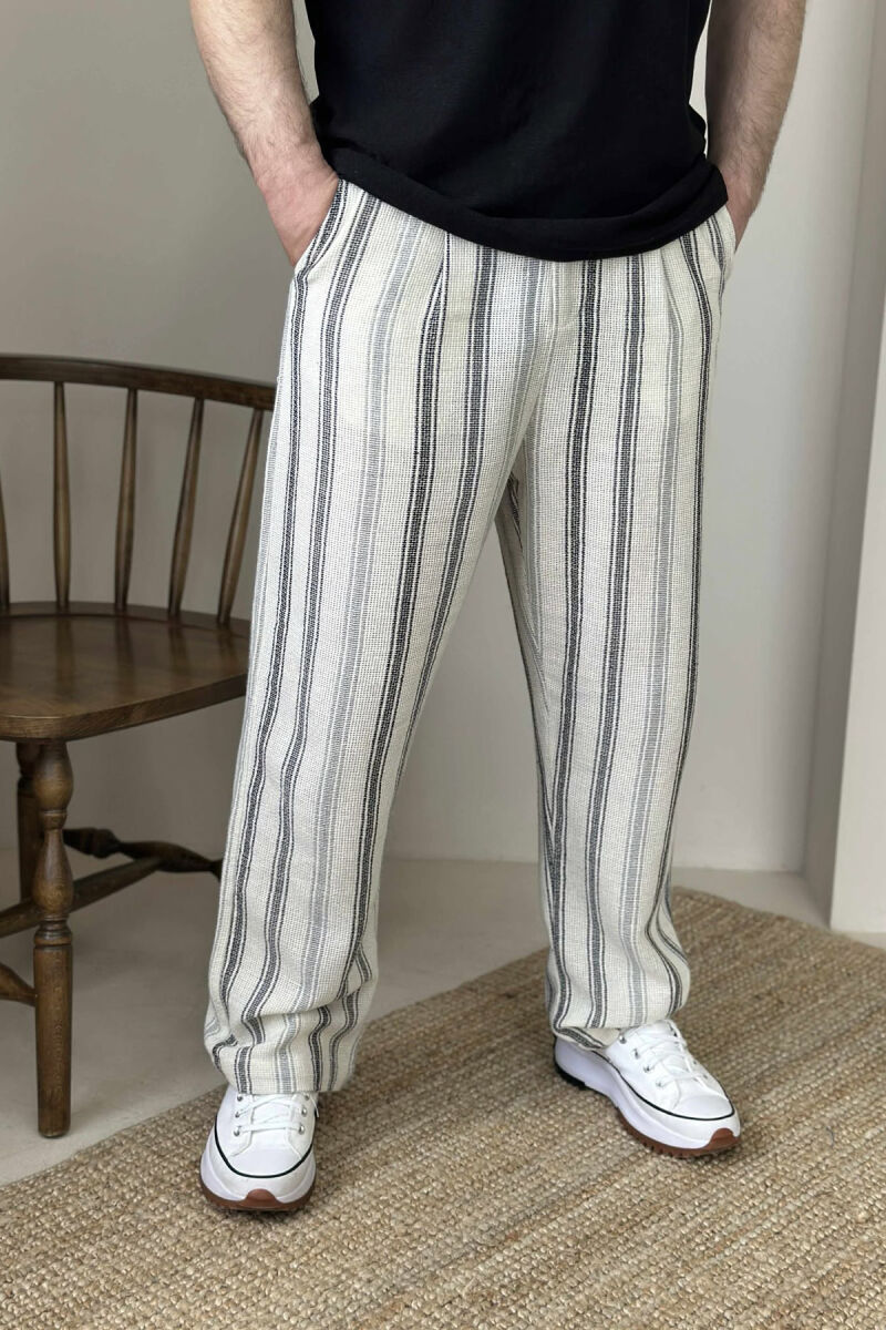 SIMPLE STRAPS MEN PANTS CREAM+BLACK/KREM+ZEZE - 1