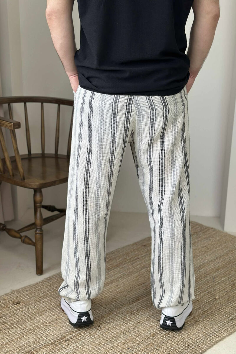 SIMPLE STRAPS MEN PANTS CREAM+BLACK/KREM+ZEZE - 4