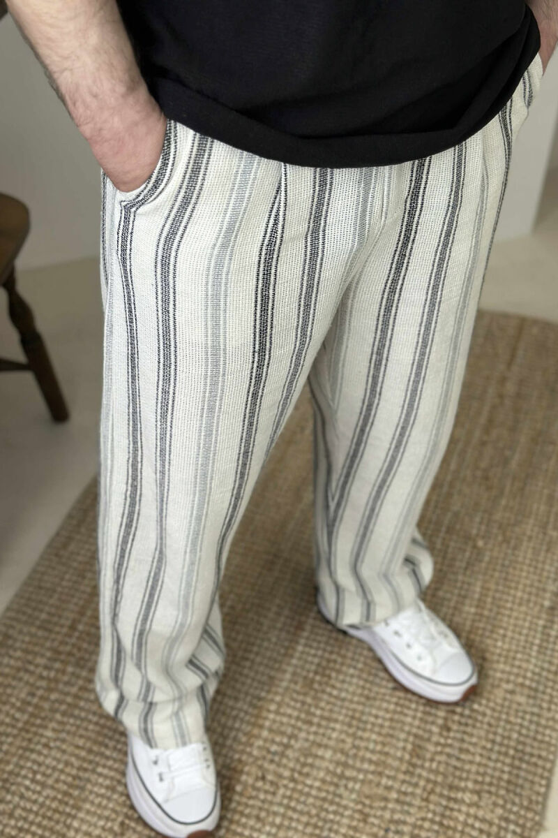 SIMPLE STRAPS MEN PANTS CREAM+BLACK/KREM+ZEZE - 5