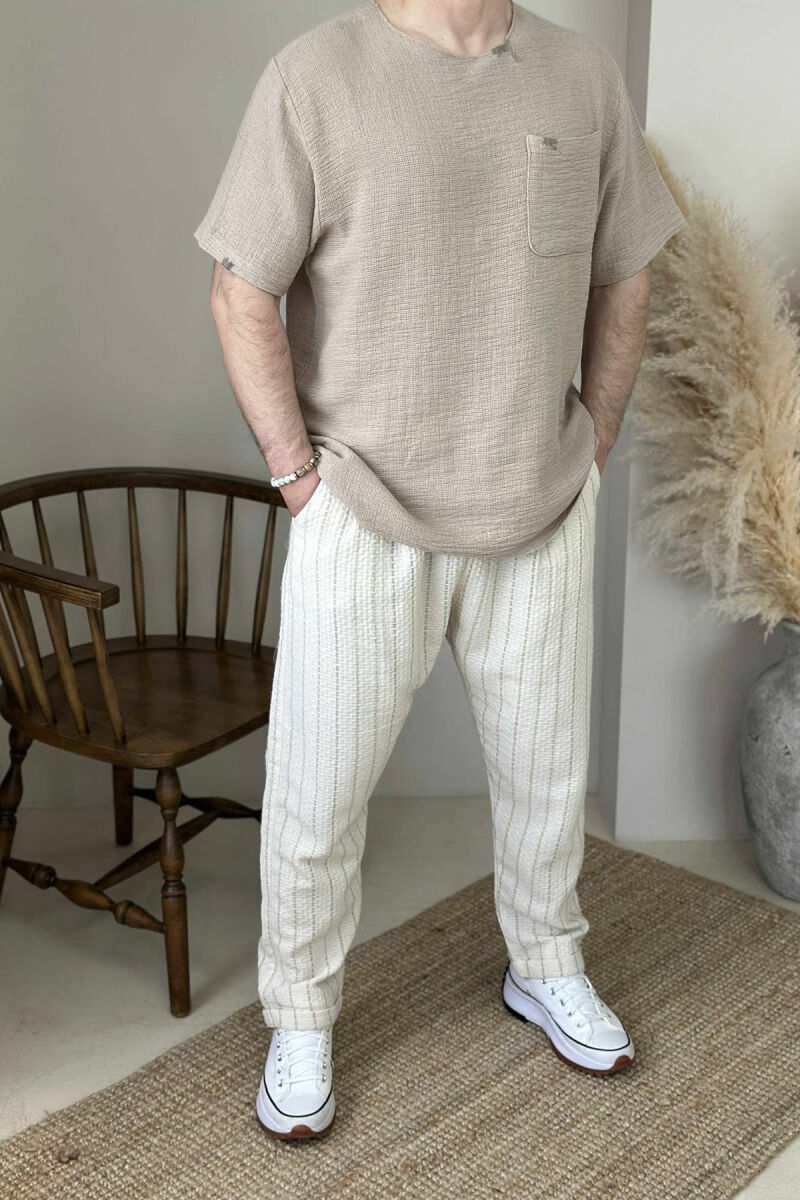 SIMPLE STRAPS MEN PANTS CREAM/KREM - 2