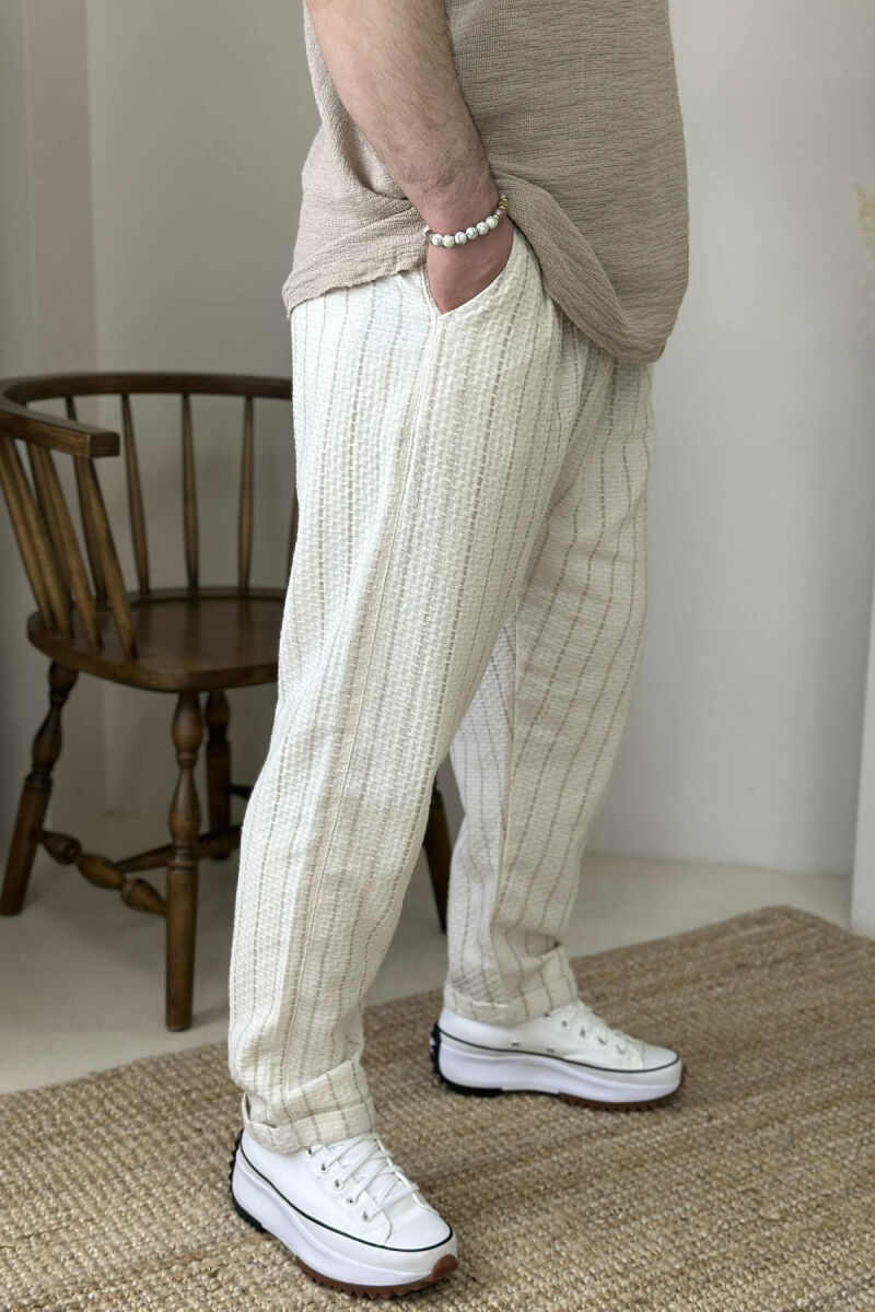 SIMPLE STRAPS MEN PANTS CREAM/KREM - 3