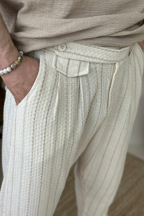 SIMPLE STRAPS MEN PANTS CREAM/KREM - 5