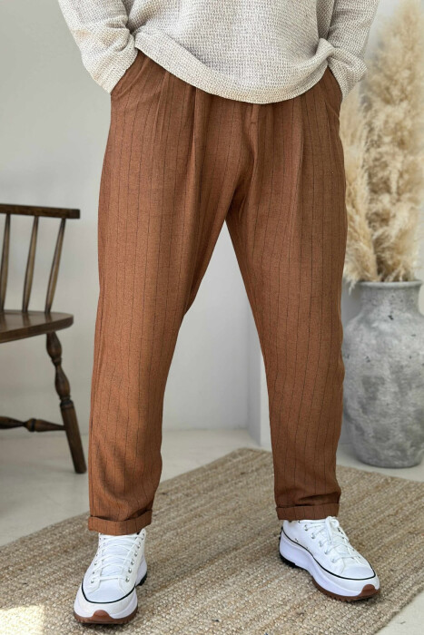 SIMPLE STRIPED MEN PANTS BROWN/KAFE - 2