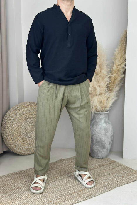 SIMPLE STRIPED MEN PANTS GREEN/JESHILE 