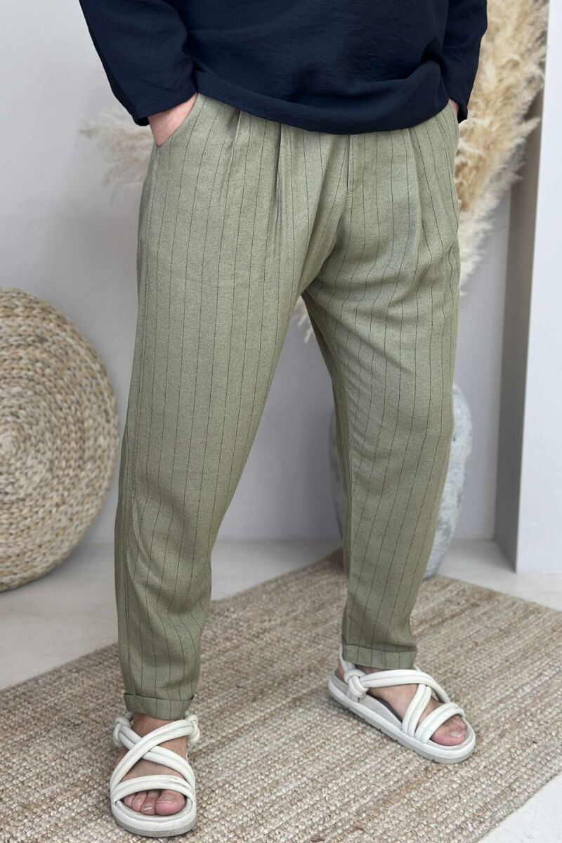 SIMPLE STRIPED MEN PANTS GREEN/JESHILE - 2