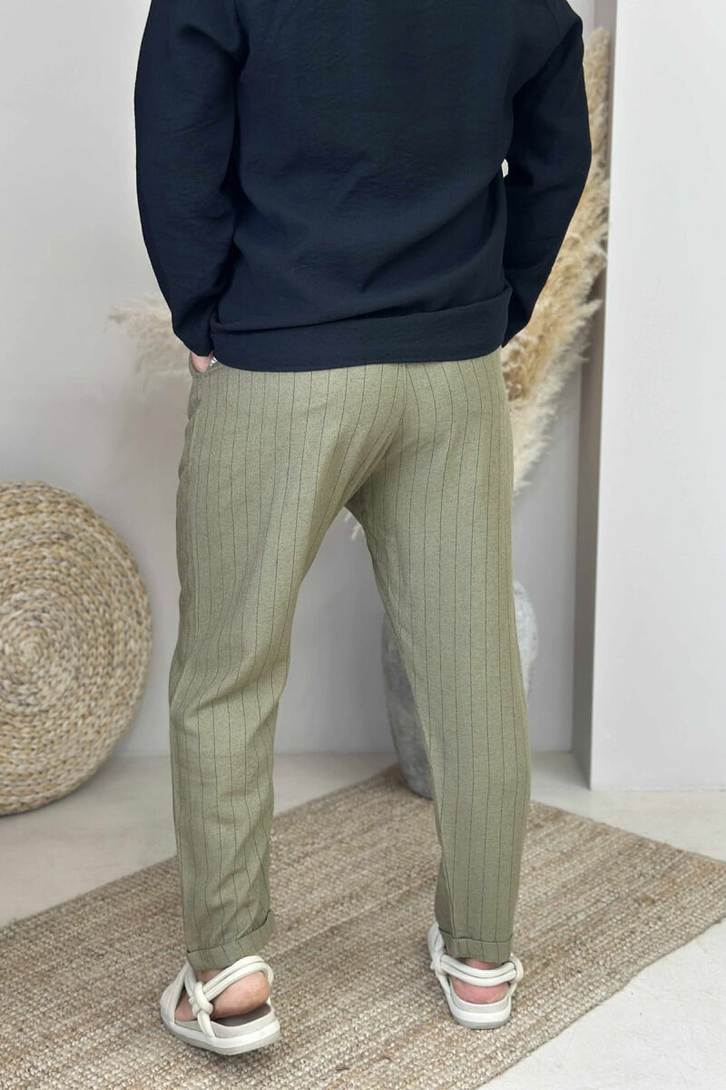SIMPLE STRIPED MEN PANTS GREEN/JESHILE - 3