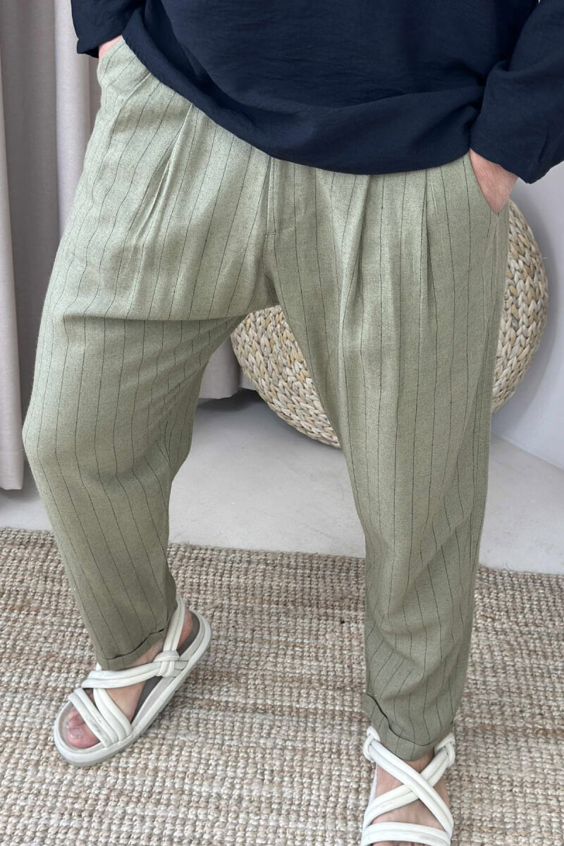 SIMPLE STRIPED MEN PANTS GREEN/JESHILE - 4