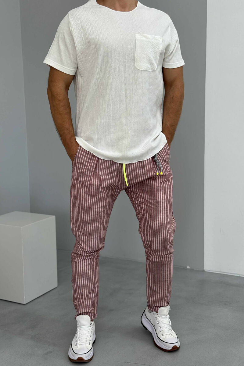SIMPLE STRIPED MEN PANTS POWDER/PUDER - 3